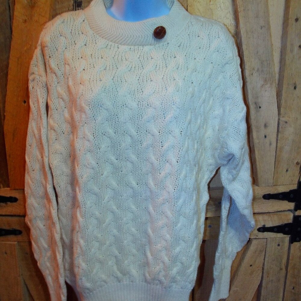 Vintage Vanessa 100% Cotton Pullover Sweater size small cream